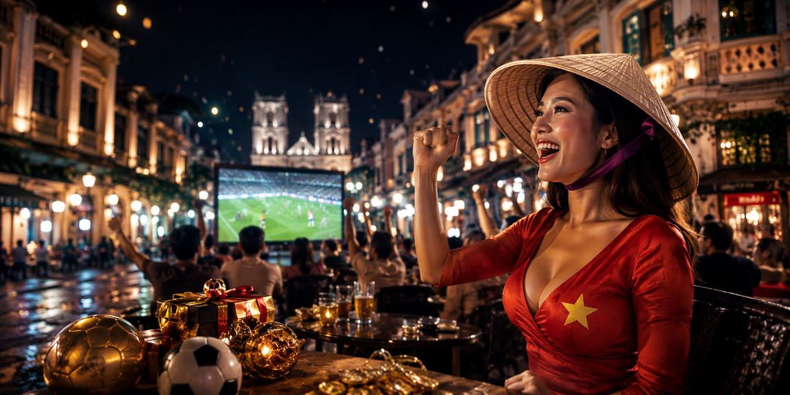 Người hâm mộ bóng đá Hà Nội đọc tỷ lệ kèo với nón lá truyền thống